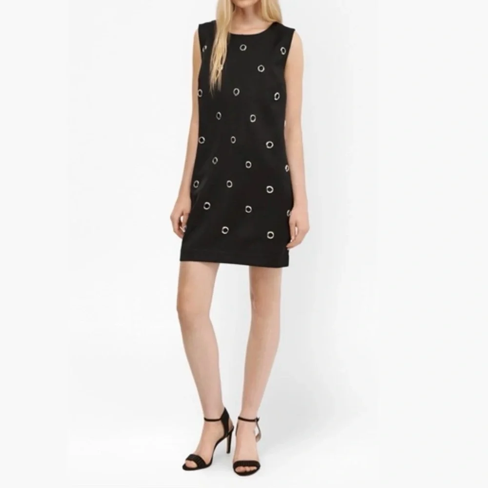 French Connection Black Midnight Satin Eyelet Tunic Dress Size 4 fcuk New NWT - Picture 11 of 11